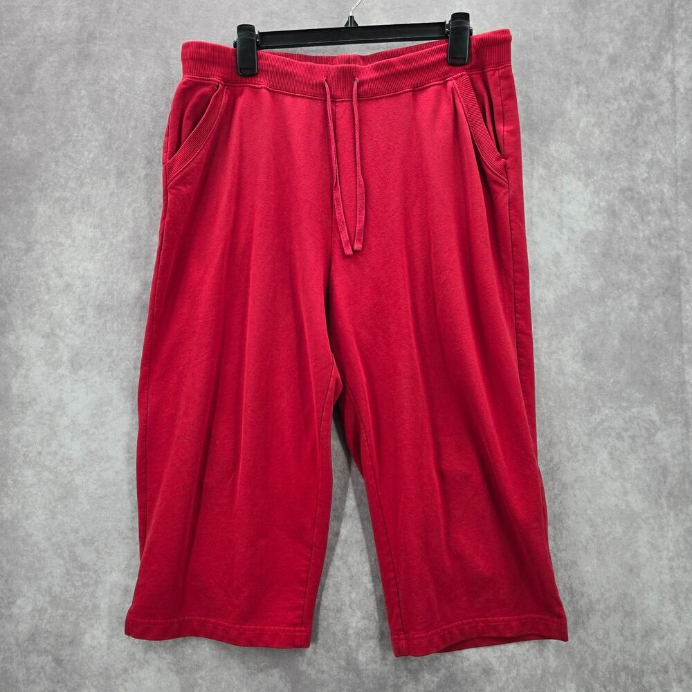 Kim Rogers Red Cropped Wide Capri Bottoms Pants Large‎
